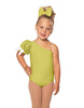 Solid Lycra One Shoulder Puff Sleeve Leotard