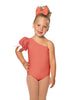 Solid Lycra One Shoulder Puff Sleeve Leotard