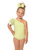 Solid Lycra One Shoulder Puff Sleeve Leotard