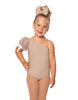 Solid Lycra One Shoulder Puff Sleeve Leotard