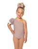 Solid Lycra One Shoulder Puff Sleeve Leotard