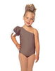 Solid Lycra One Shoulder Puff Sleeve Leotard