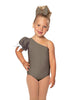 Solid Lycra One Shoulder Puff Sleeve Leotard