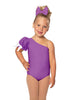 Solid Lycra One Shoulder Puff Sleeve Leotard