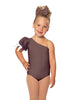 Solid Lycra One Shoulder Puff Sleeve Leotard