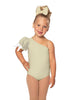 Solid Lycra One Shoulder Puff Sleeve Leotard