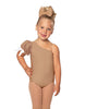 Solid Lycra One Shoulder Puff Sleeve Leotard