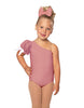Solid Lycra One Shoulder Puff Sleeve Leotard