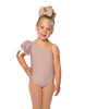 Solid Lycra One Shoulder Puff Sleeve Leotard