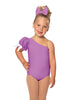 Solid Lycra One Shoulder Puff Sleeve Leotard