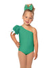 Solid Lycra One Shoulder Puff Sleeve Leotard