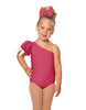 Solid Lycra One Shoulder Puff Sleeve Leotard