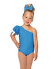 Solid Lycra One Shoulder Puff Sleeve Leotard