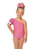 Solid Lycra One Shoulder Puff Sleeve Leotard