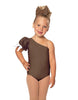 Solid Lycra One Shoulder Puff Sleeve Leotard