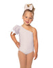 Solid Lycra One Shoulder Puff Sleeve Leotard