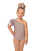 Solid Lycra One Shoulder Puff Sleeve Leotard