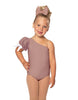 Solid Lycra One Shoulder Puff Sleeve Leotard