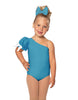 Solid Lycra One Shoulder Puff Sleeve Leotard