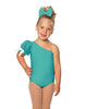 Solid Lycra One Shoulder Puff Sleeve Leotard