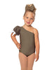 Solid Lycra One Shoulder Puff Sleeve Leotard