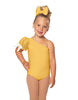 Solid Lycra One Shoulder Puff Sleeve Leotard