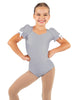 Solid Lycra Sweetheart Leotard with Puff Sleeve and Triangle Back