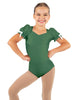 Solid Lycra Sweetheart Leotard with Puff Sleeve and Triangle Back