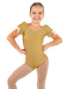 Solid Lycra Sweetheart Leotard with Puff Sleeve and Triangle Back