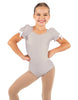 Solid Lycra Sweetheart Leotard with Puff Sleeve and Triangle Back