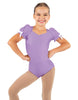 Solid Lycra Sweetheart Leotard with Puff Sleeve and Triangle Back