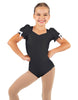 Solid Lycra Sweetheart Leotard with Puff Sleeve and Triangle Back