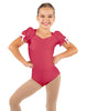 Solid Lycra Sweetheart Leotard with Puff Sleeve and Triangle Back