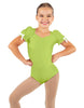 Solid Lycra Sweetheart Leotard with Puff Sleeve and Triangle Back