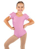 Solid Lycra Sweetheart Leotard with Puff Sleeve and Triangle Back