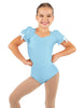Solid Lycra Sweetheart Leotard with Puff Sleeve and Triangle Back