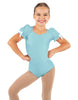 Solid Lycra Sweetheart Leotard with Puff Sleeve and Triangle Back