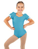 Solid Lycra Sweetheart Leotard with Puff Sleeve and Triangle Back