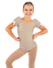 Solid Lycra Sweetheart Leotard with Puff Sleeve and Triangle Back