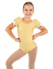 Solid Lycra Sweetheart Leotard with Puff Sleeve and Triangle Back