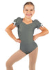 Solid Lycra Sweetheart Leotard with Puff Sleeve and Triangle Back