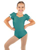 Solid Lycra Sweetheart Leotard with Puff Sleeve and Triangle Back