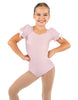 Solid Lycra Sweetheart Leotard with Puff Sleeve and Triangle Back
