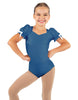 Solid Lycra Sweetheart Leotard with Puff Sleeve and Triangle Back