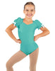 Solid Lycra Sweetheart Leotard with Puff Sleeve and Triangle Back