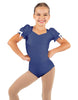Solid Lycra Sweetheart Leotard with Puff Sleeve and Triangle Back