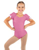 Solid Lycra Sweetheart Leotard with Puff Sleeve and Triangle Back