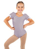 Solid Lycra Sweetheart Leotard with Puff Sleeve and Triangle Back