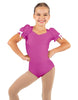 Solid Lycra Sweetheart Leotard with Puff Sleeve and Triangle Back