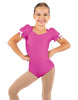 Solid Lycra Sweetheart Leotard with Puff Sleeve and Triangle Back
